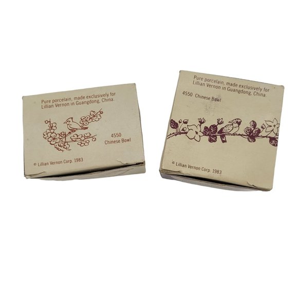 Vintage Lillian Vernon Small Bird and Flower Trinket Dish Bowls Original Box - Picture 12 of 13